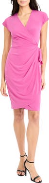 Maggy London Solid Faux Wrap Dress