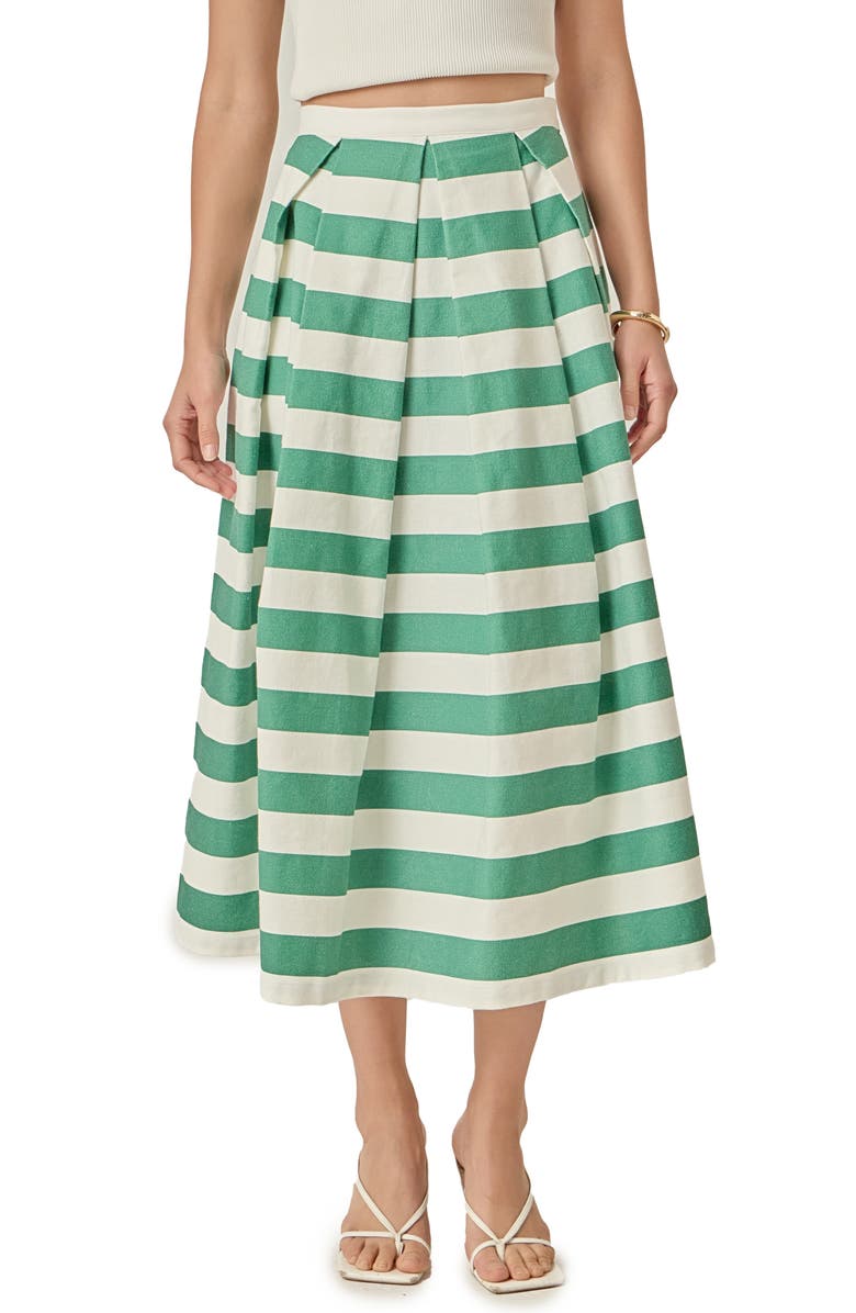 English Factory Bold Stripe Cotton Midi Skirt, Main, color,