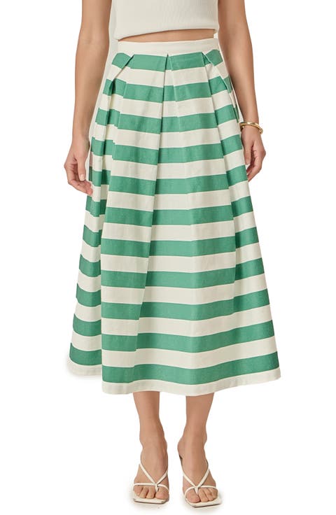 Bold Stripe Cotton Midi Skirt
