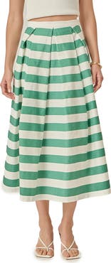 English Factory Bold Stripe Cotton Midi Skirt