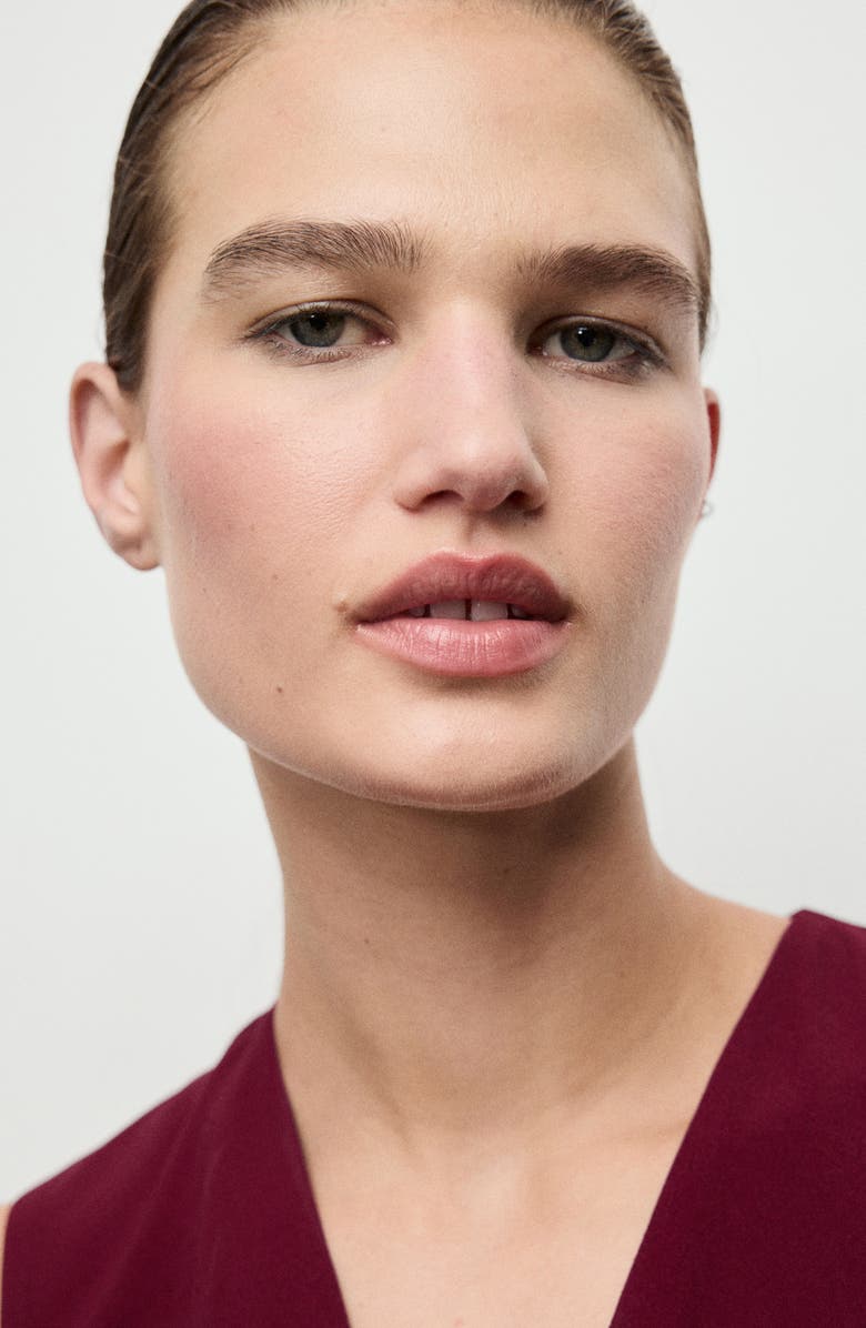 MANGO Belt Wrap Sleeveless Jumpsuit, Alternate, color, Wine