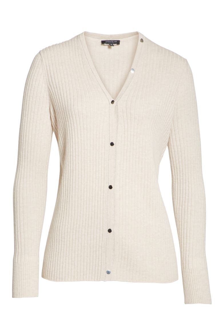 Ribbed Cashmere Cardigan (Nordstrom Exclusive), Alternate, color, OATMEAL MELANGE