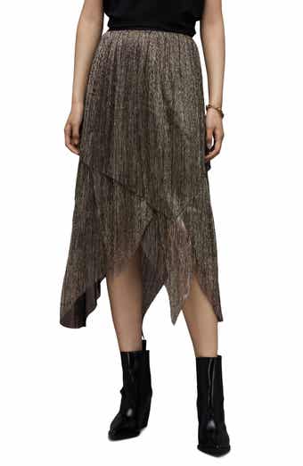 Veena Tiered Metallic Midi Skirt