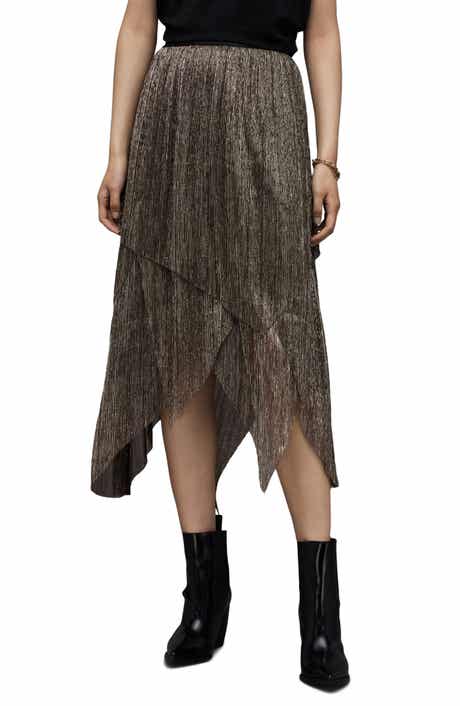 Veena Tiered Metallic Midi Skirt
