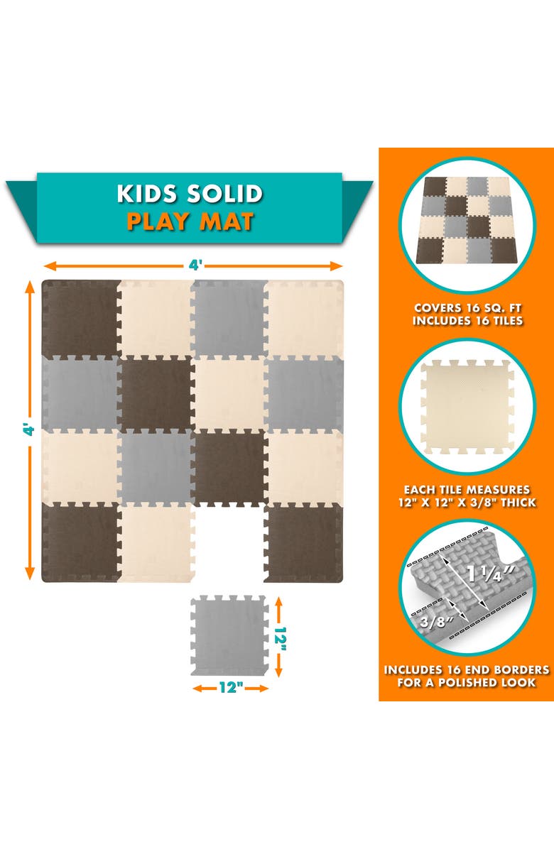 ProsourceFit Kids Solid Floor Play Mat, Alternate, color, Brown-Beige-Gray