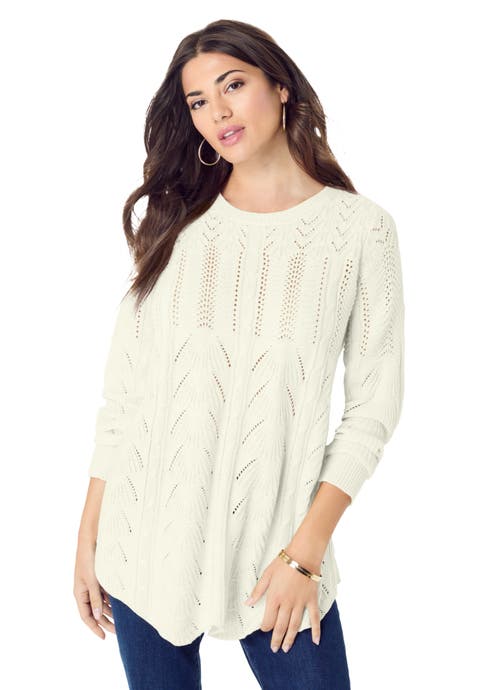 Scallop Hem Pointelle Sweater