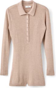 MANGO Polo Long Sleeve Rib Romper