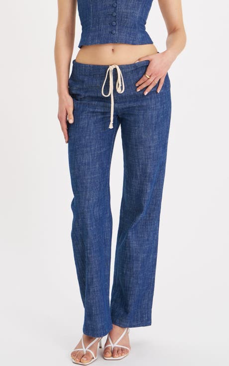 Raffaella Cotton Denim Straight Leg Pants