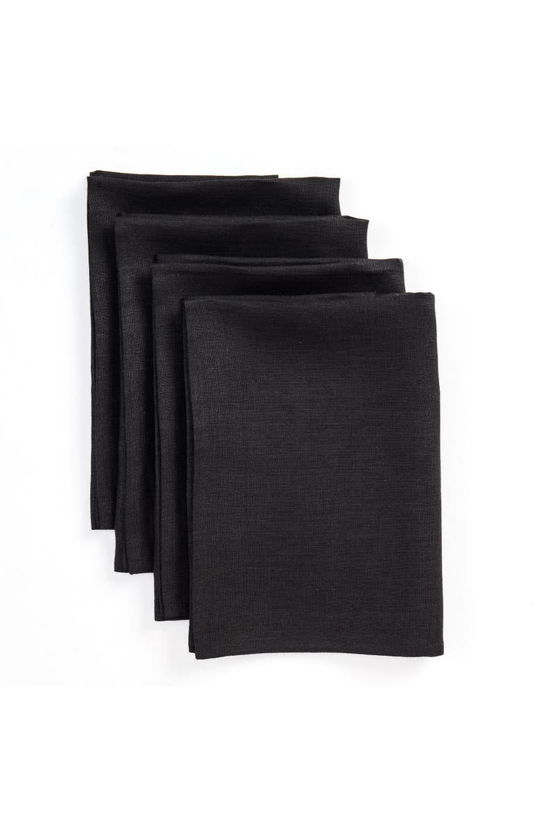 Solino Home Linen Dinner Napkins - Fete, 20" x 20", Main, color, Black