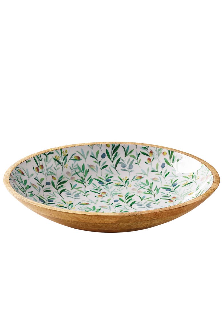 Mango Wood Lacquered Serving Dish, 13.75" x 2.4", Main, color, Olive