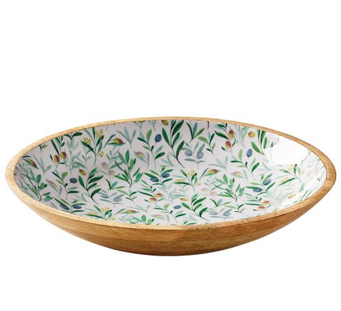 Mango Wood Lacquered Serving Dish, 13.75" x 2.4"