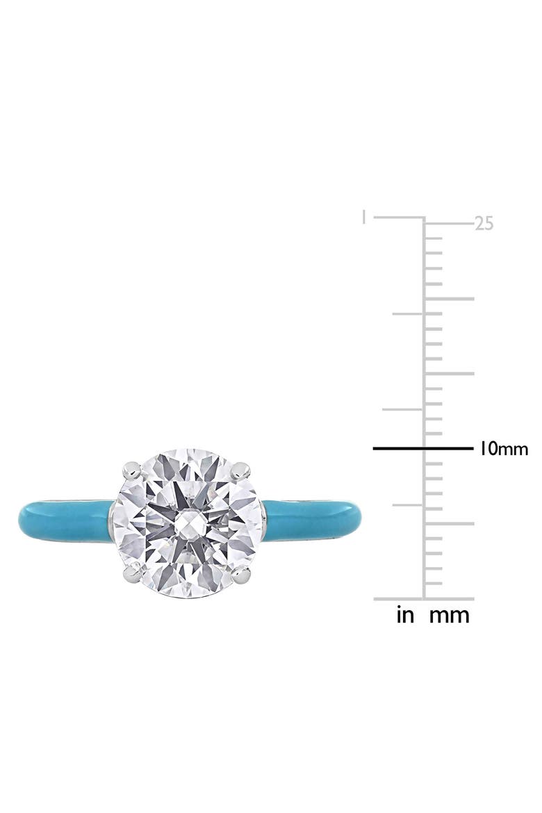 Lab-Created White Sapphire & Enamel Ring, Alternate, color, WHITE/ BLUE