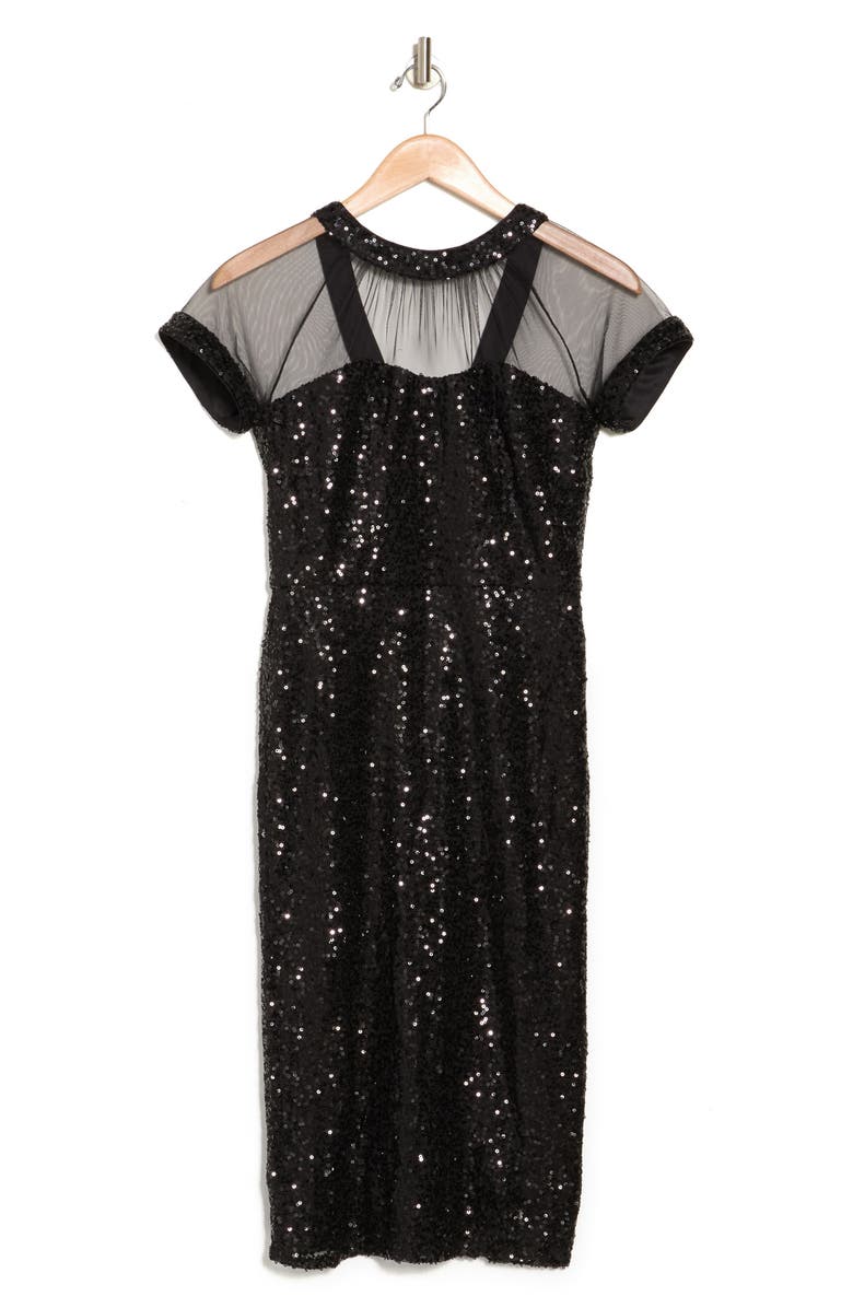 Maggy London Illusion Short Sleeve Sequin Sheath Dress, Alternate, color, 