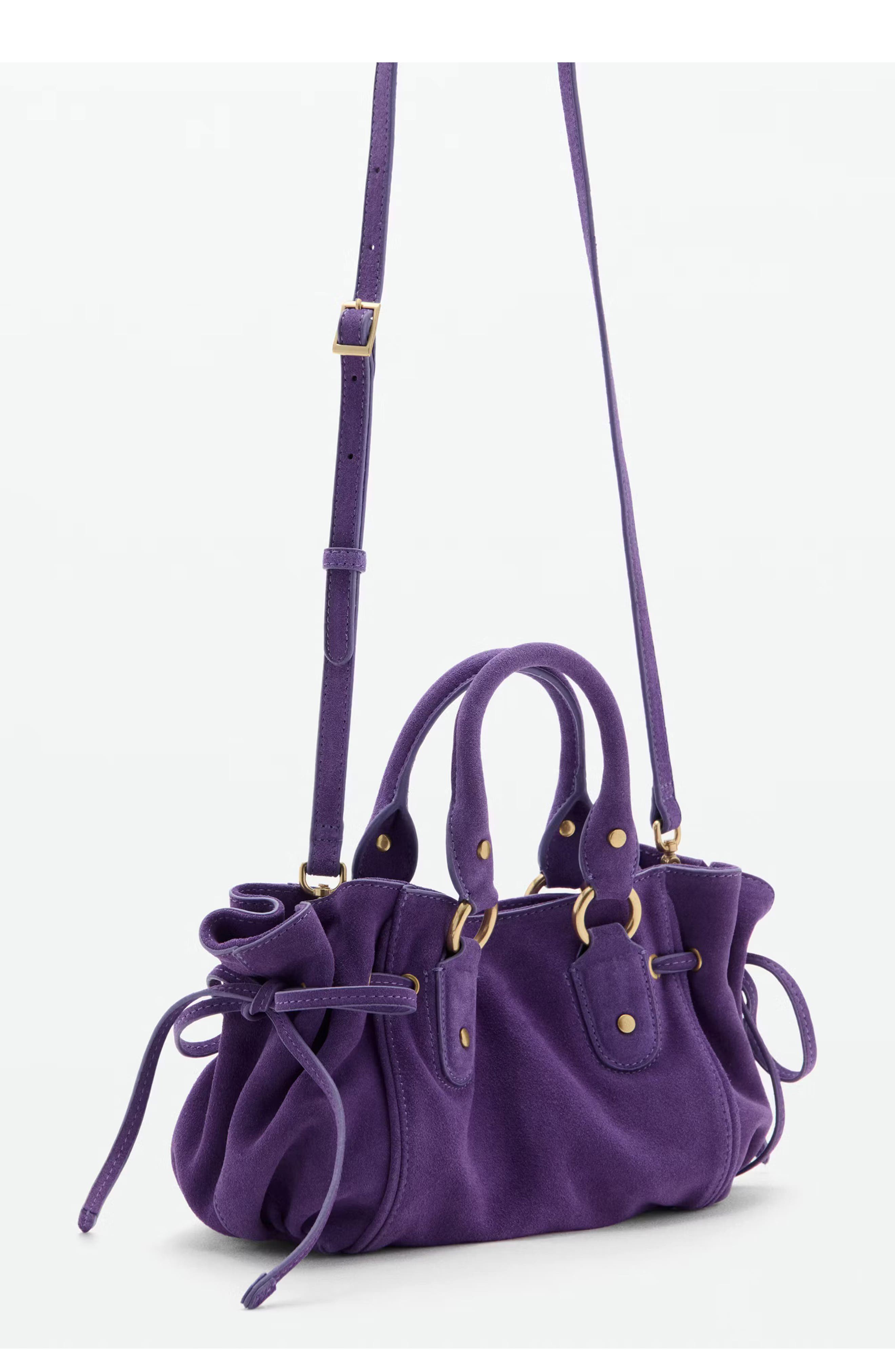 MANGO Starring Hailey Bieber Suede Convertible Handbag, Alternate, color, 