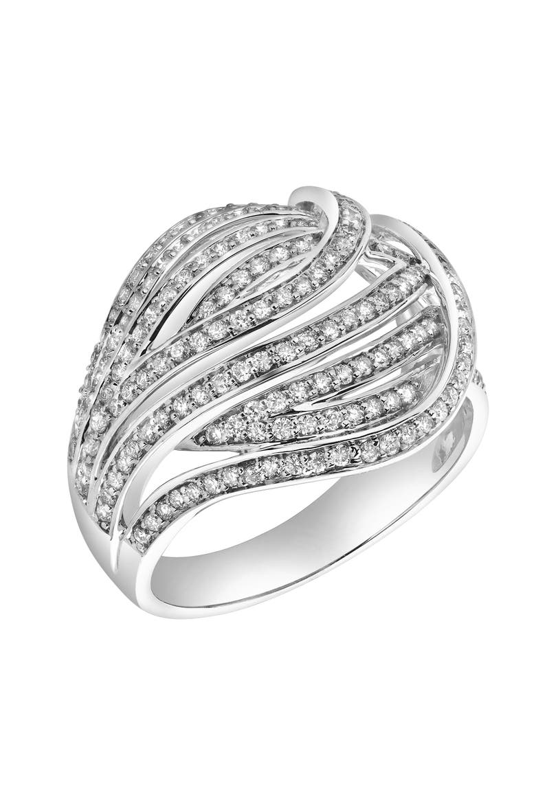 Marina 14K Gold Round Diamond Studded Dome Ring - 0.84cts, Alternate, color, 14K White Gold