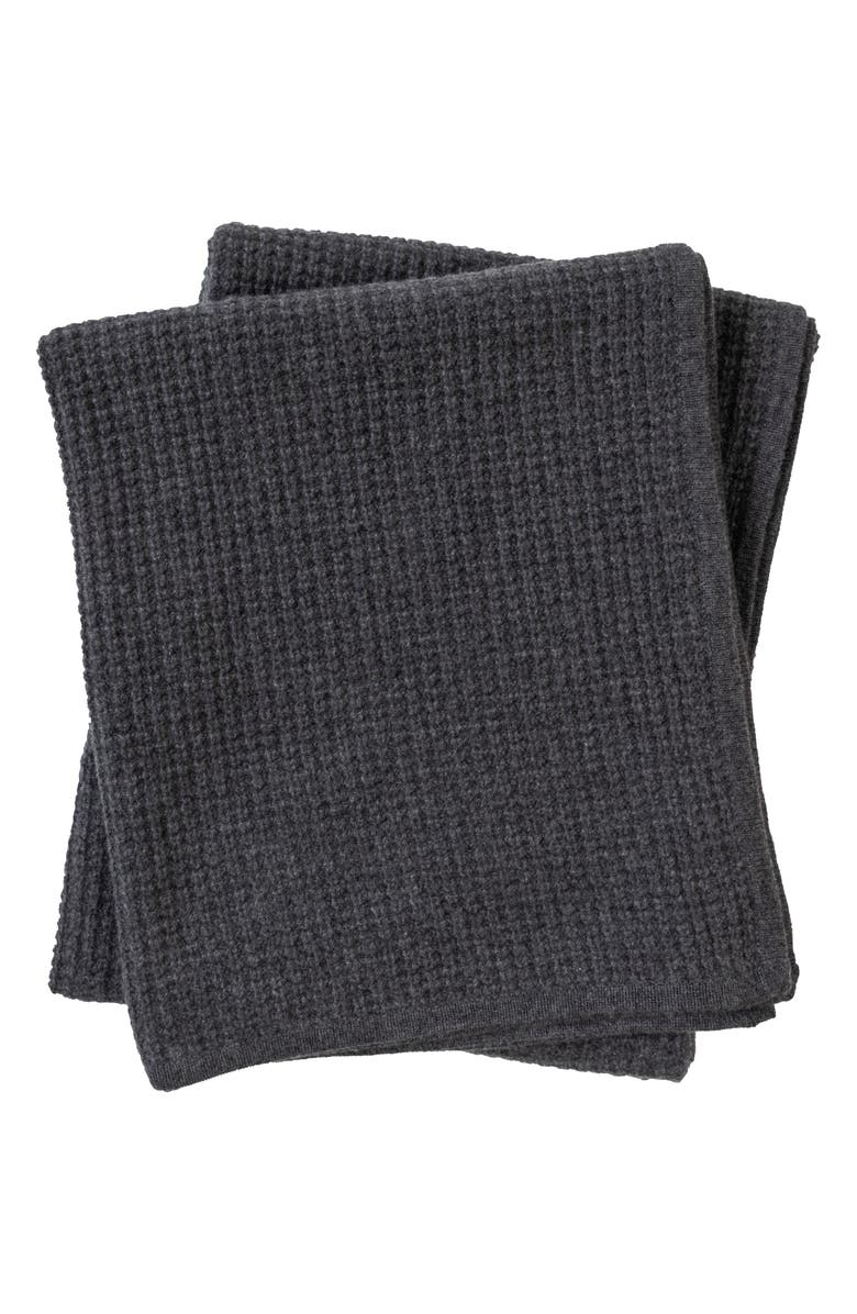 Sofia Cashmere Sienna Waffle Knit Cashmere Throw Blanket, Main, color, Charcoal