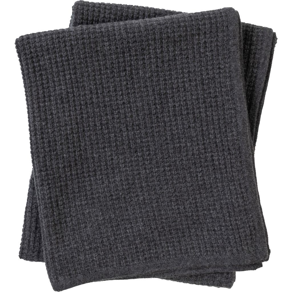 Sofia Cashmere Sienna Waffle Knit Cashmere Throw Blanket In Gray