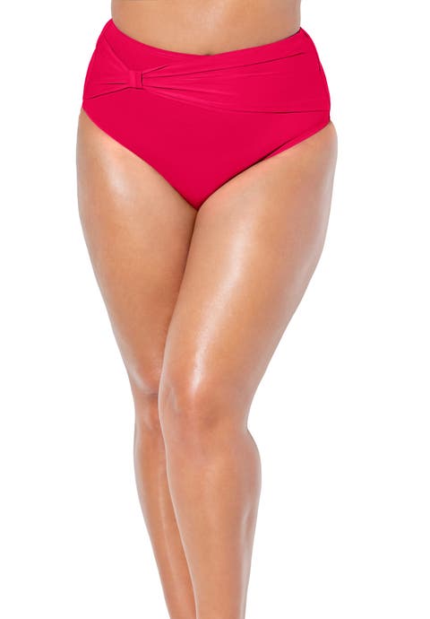 Side Knot Drape Overlay High Waist Swim Brief