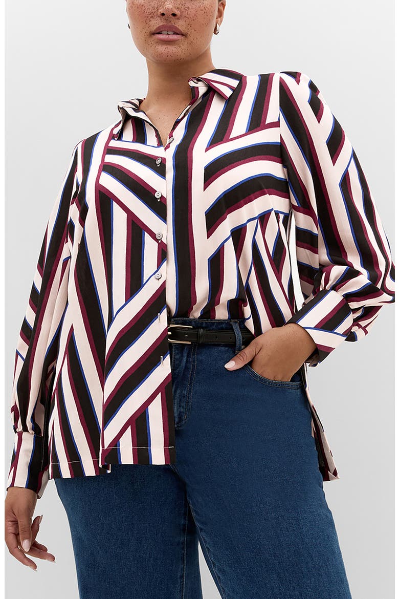 Haylee Striped Button Front Shirt, Main, color, TIMELESS STRIPE