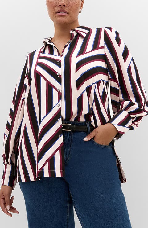 Haylee Striped Button Front Shirt