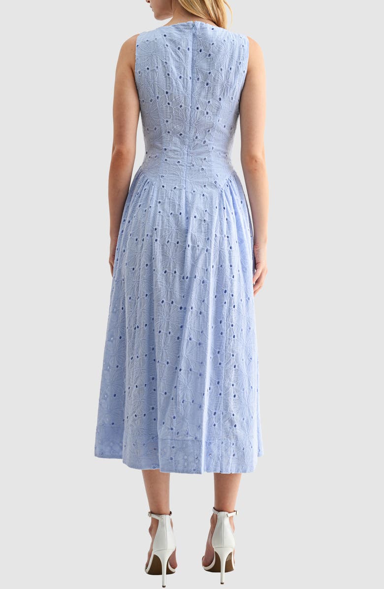 All in Favor Broderie Anglaise Fit & Flare Midi Dress, Alternate, color, Periwinkle