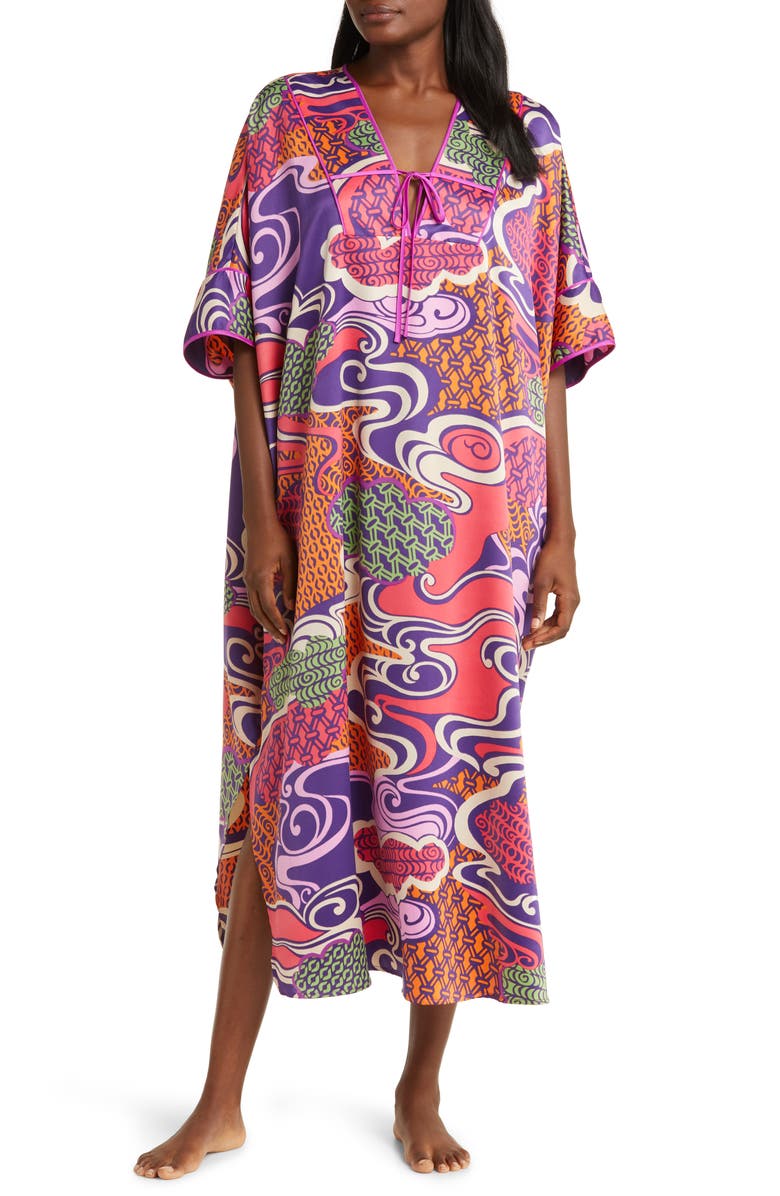 Natori Uzu Charmeuse Caftan Nightgown, Main, color, 