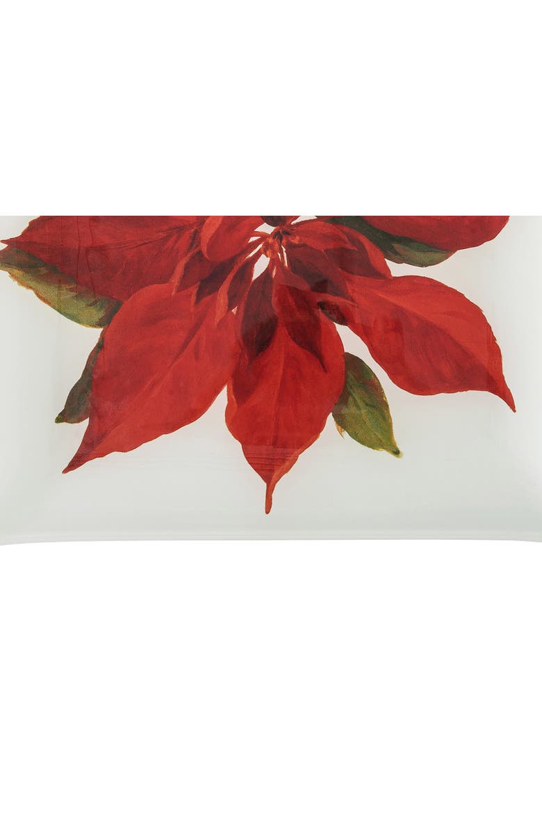 Poinsettia Christmas Slump Glass Decorative Platter, Alternate, color, Red