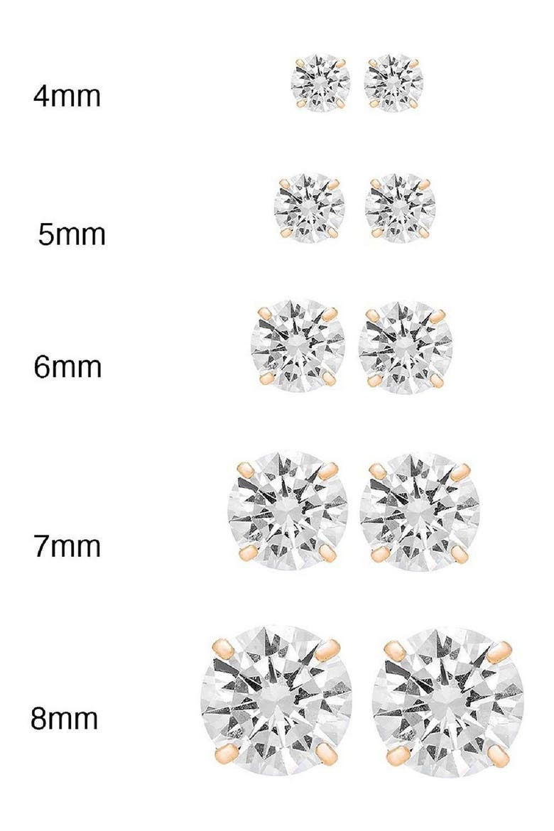14K Gold Cubic Zirconia 5mm Stud Earrings, Alternate, color, YELLOW