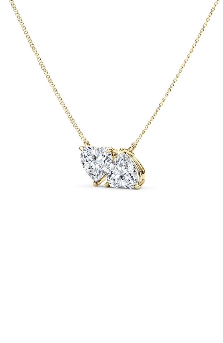 HauteCarat Lab Grown Diamond Twin Heart Pendant Necklace, Alternate, color, 