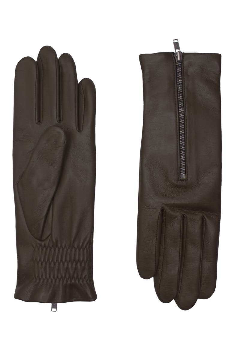 Jane Lambskin Glove Lined in Cashmere with a Zipper, Main, color, TAUPE