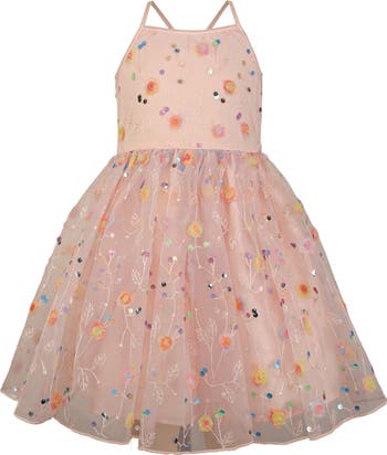 Kids' Embellished Soutache Flower Party Dress