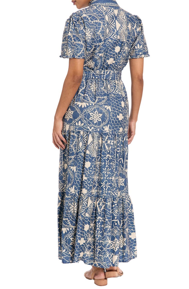 London Times Ruffle Tiered Tie Waist Maxi Dress, Alternate, color,