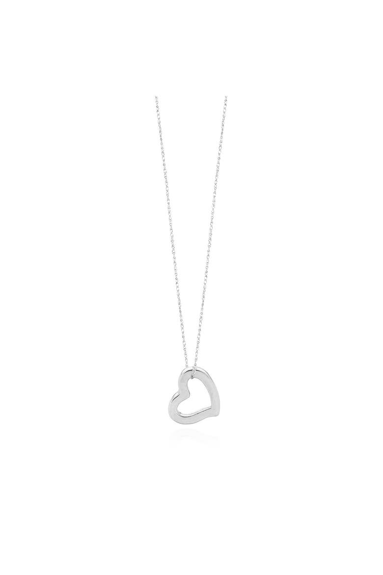 Gold Open Heart Necklace, Main, color, White Gold