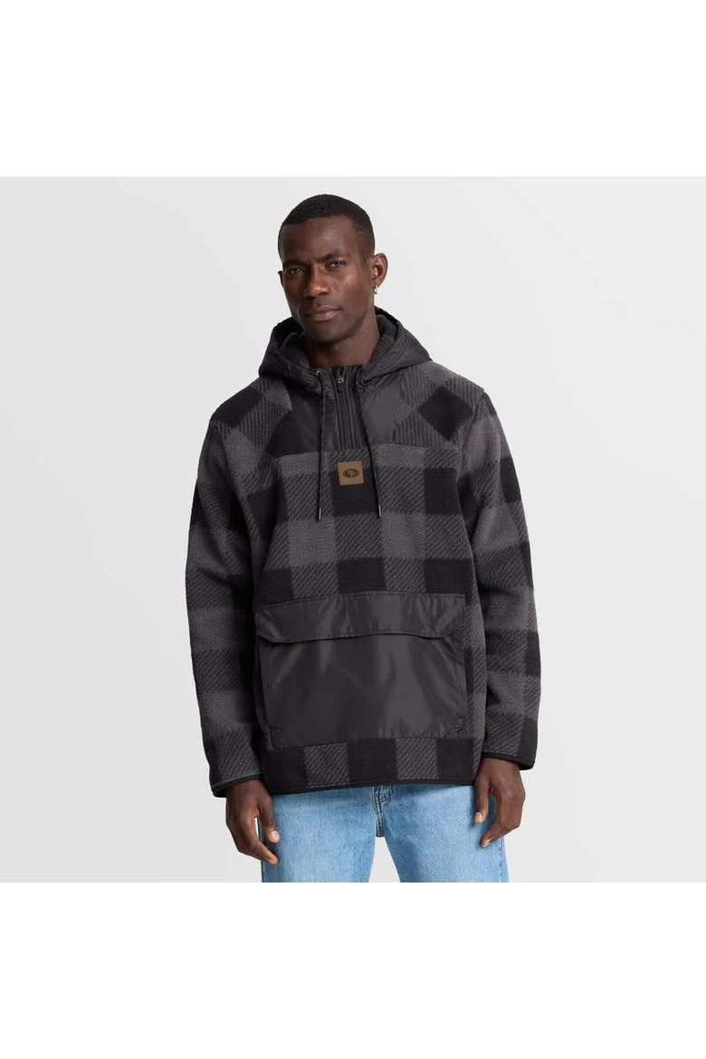 Men's Fanatics Black San Francisco 49ers Elements Plaid Polar Fleece Quarter-Zip Hoodie, Main, color, Black
