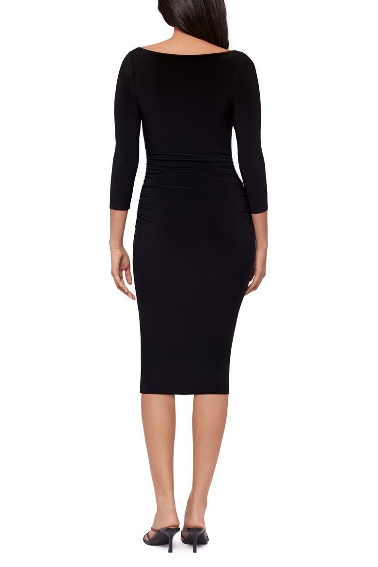Rory Ruched Stretch Jersey Dress, Alternate, color, BLACK