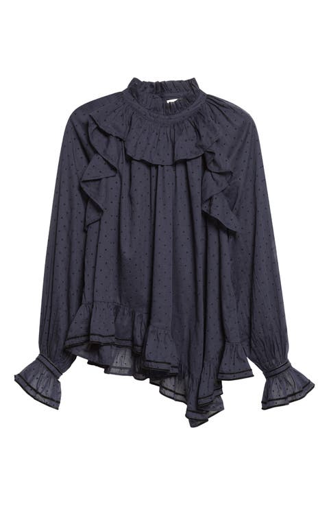 Marcella Clip Dot Ruffle Top