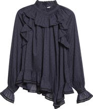 Ulla Johnson Marcella Clip Dot Ruffle Top