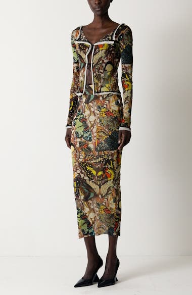 Jean Paul Gaultier Re-Edition Butterfly Print Mesh Cardigan Jean Paul Gaultier Re-Edition Butterfly Print Mesh Cardigan