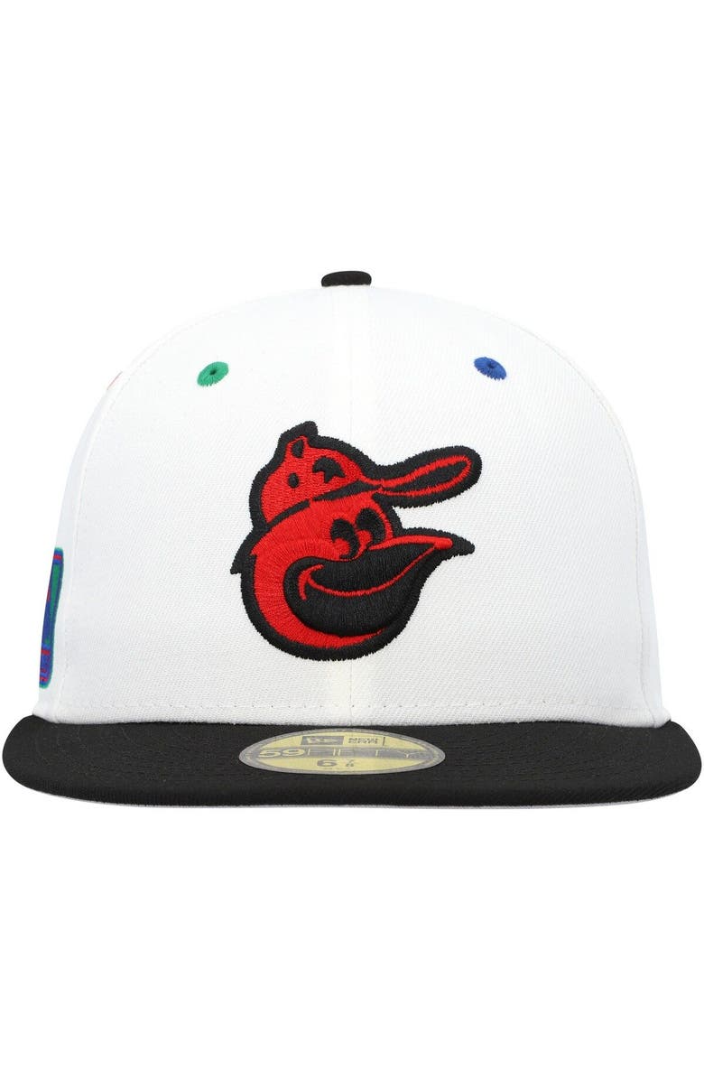 New Era Men's New Era White/Black Baltimore Orioles Primary Eye 59FIFTY Fitted Hat, Alternate, color,
