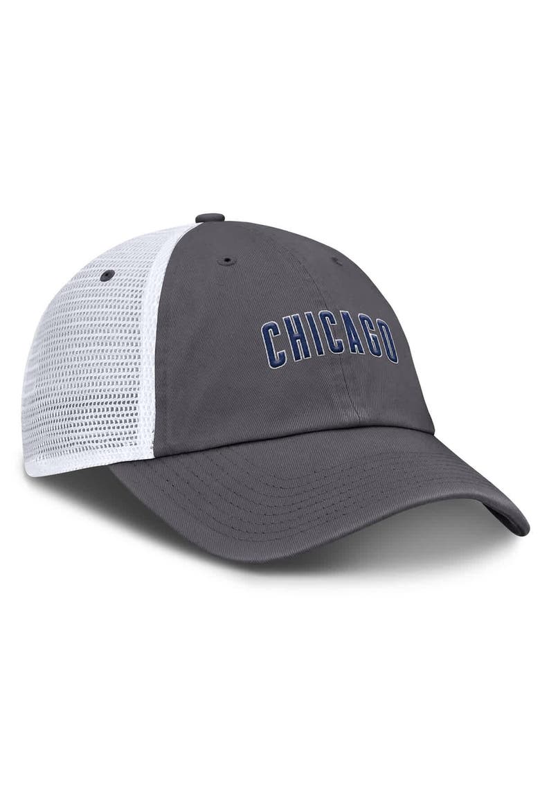 Men's Nike Gray Chicago Cubs Wordmark Club Adjustable Trucker Hat, Alternate, color, Gray