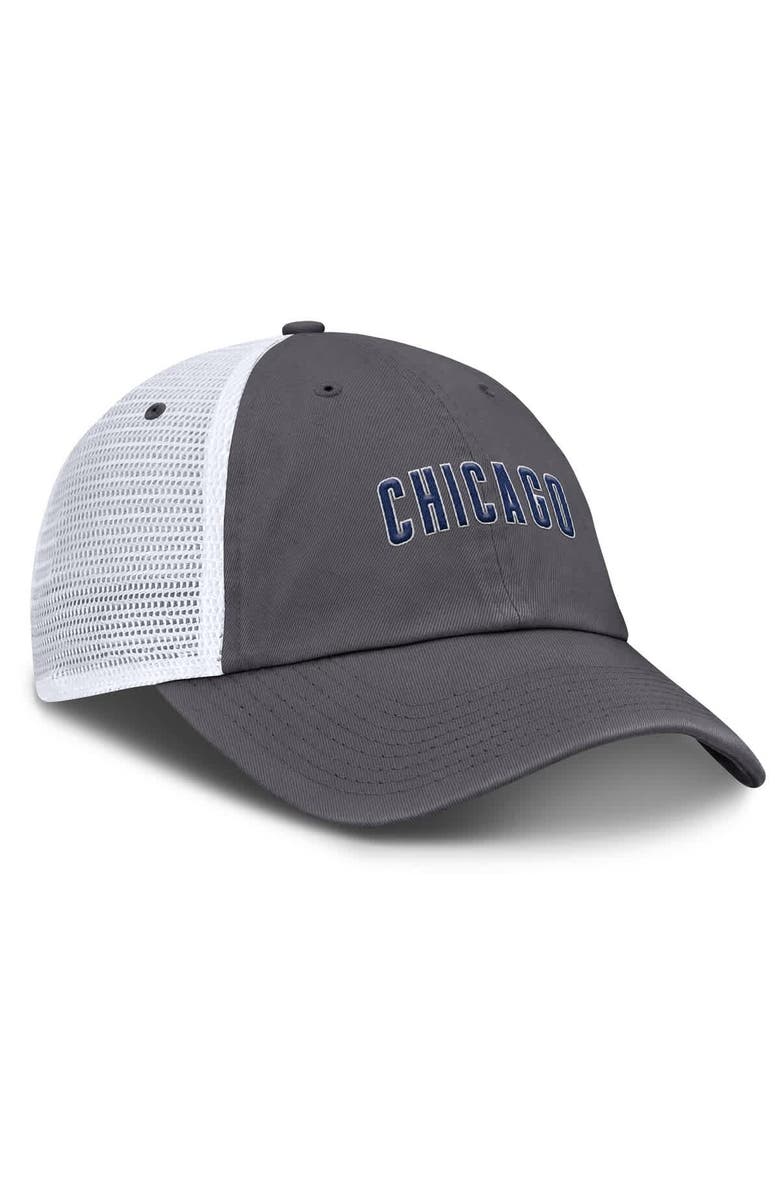 Nike Men's Nike Gray Chicago Cubs Wordmark Club Adjustable Trucker Hat, Alternate, color, Gray