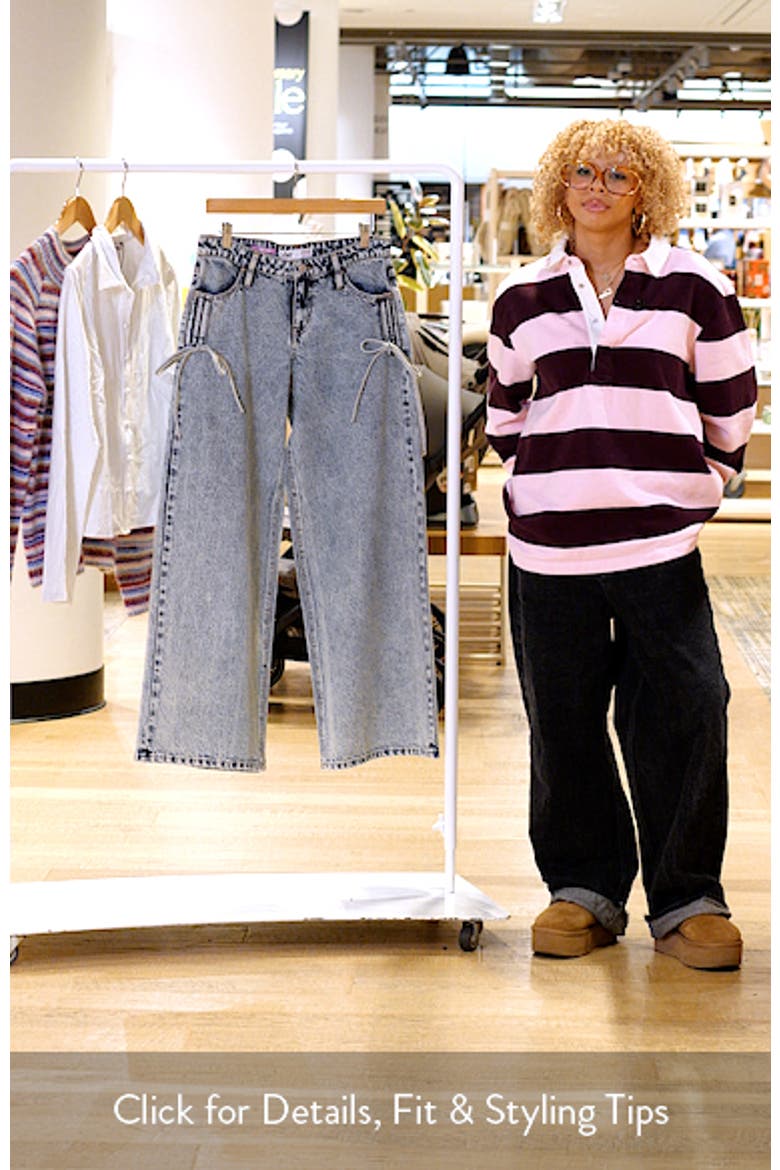 Side Cinch Bow Wide Leg Jeans video