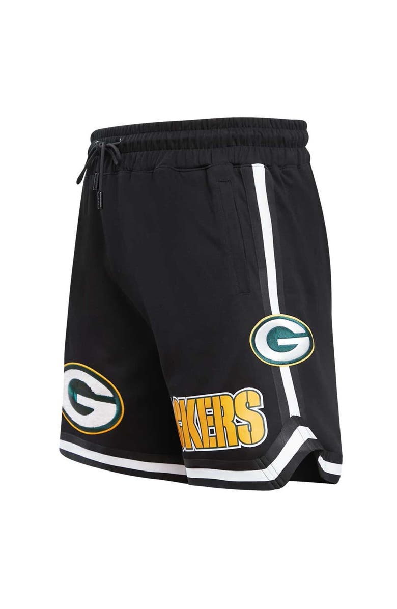 PRO STANDARD Men's Pro Standard Black Green Bay Packers Classic Chenille Shorts, Alternate, color,