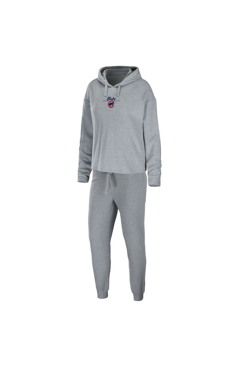 WEAR by Erin Andrews Women's WEAR by Erin Andrews Heather Gray Chicago Cubs Logo Pullover Hoodie & Pants Sleep Set, Main, color, Heather Gray
