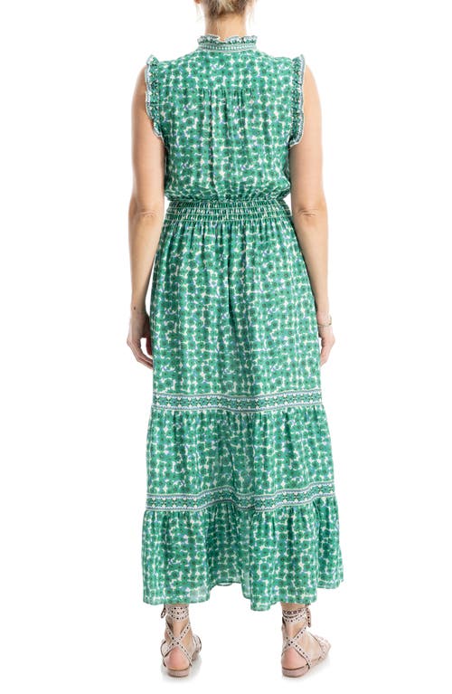 Max Studio Floral Maxi Dress In Green/cream Poppies Field