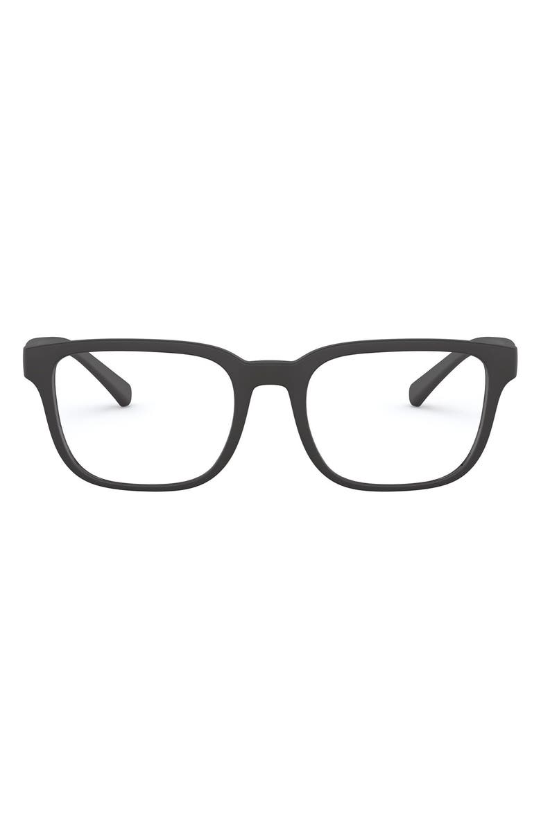 AX Armani Exchange 54mm Rectangular Optical Glasses, Main, color, Matte Black/ Demo Lens