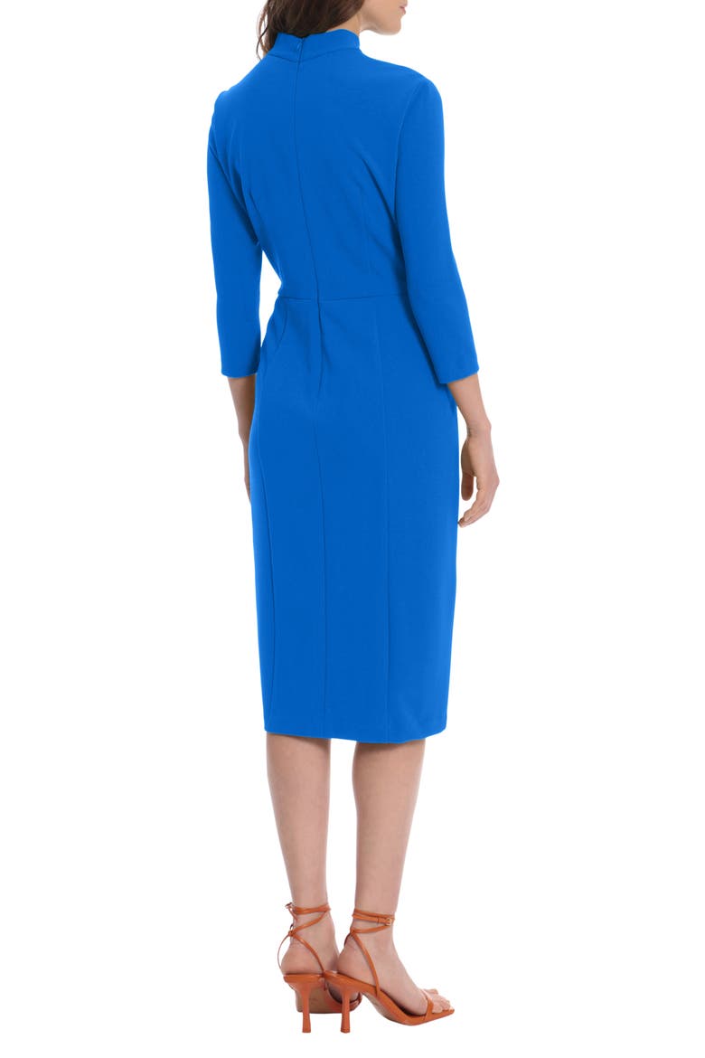 Crepe Three-Quarter Sleeve Sheath Dress, Alternate, color, OCEAN BLUE