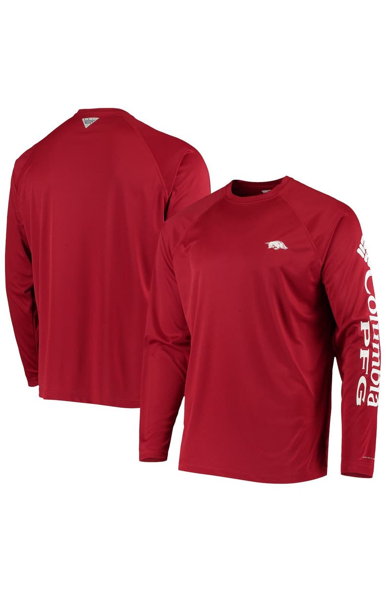 Columbia Men's Columbia Cardinal Arkansas Razorbacks Terminal Tackle Omni-Shade Raglan Long Sleeve T-Shirt, Alternate, color, Cardinal