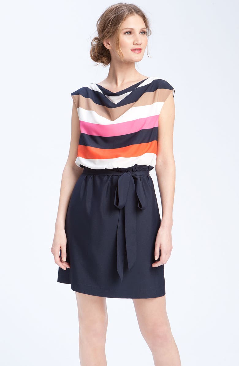 Eliza J Stripe Mock Two Piece Dress, Main, color, 