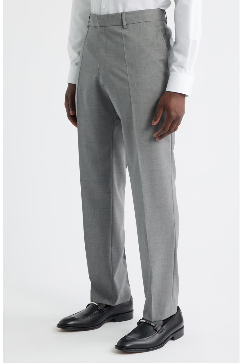 George Flat Front Wool Suit Pants, Alternate, color, SILVER
